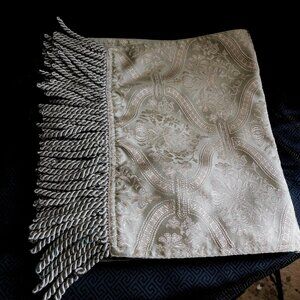 Pale Green Embroidered Table Runner with Tassels # 24701
